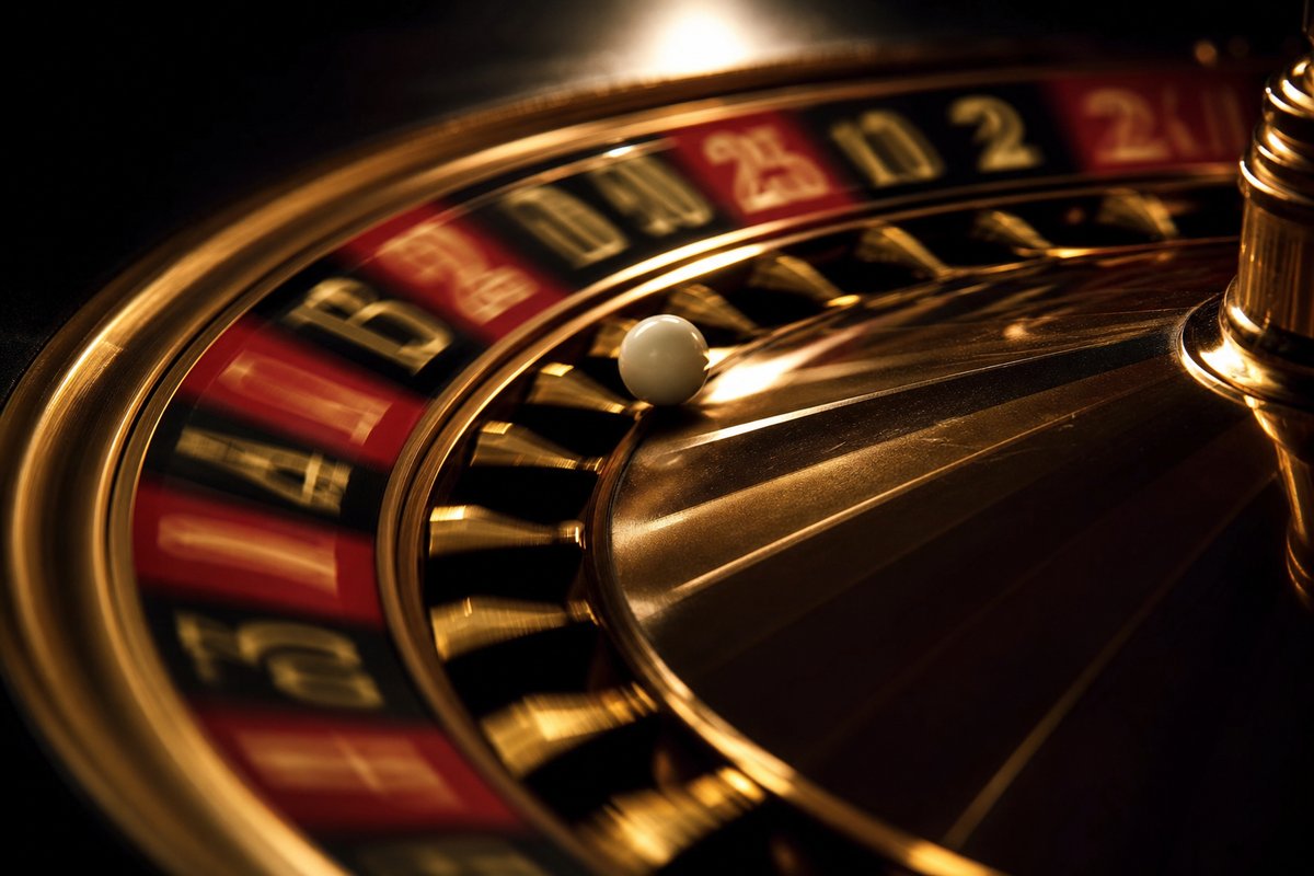 Roulette wheel in motion